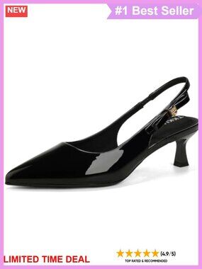 Women's Slingback Kitten Heel Pumps Pointed Toe Closed Toe Dress Heels